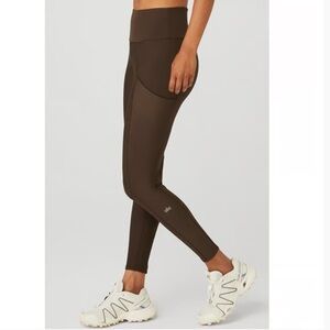 ALO yoga Espresso Ribbed Airlift High-Waist 7/8 Enchanted Legging XS